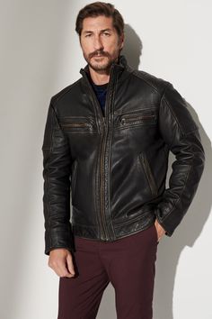 Udo Leather Moto Jacket | Overland Rugged Winter Outerwear For Biker Events, Leather Biker Jacket With Padded Collar For Outdoor, Distressed Brown Winter Outerwear For Biker Events, Rugged Leather Jacket For Winter, Rugged Leather Jacket For Biker Events In Winter, Distressed Brown Leather Jacket For Biker Events, Rugged Leather Jacket For Winter Biker Events, Leather Biker Jacket With Long Sleeves For Outdoor, Moto Leather Outerwear For Outdoor