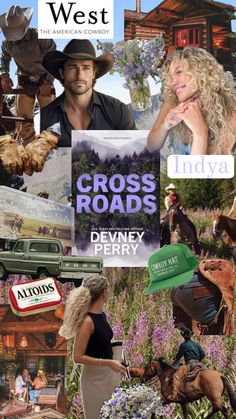 a collage of photos with the words cross roads and images of people on horseback