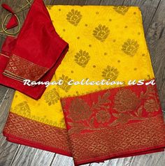 Beautiful combination Benarus Silk SemiGeorgette Saree with weaving border and contrast blouse fits from 36-42 inches.  Pico - Done. Fall - Done Disclaimer : There might be little color variation because of photography and gadget settings, Zari Folding's and Thread Outcomes are not considered as Damage. Traditional Blouse With Printed Border For Navratri, Traditional Yellow Set With Printed Border, Traditional Blouse With Printed Border For Festivals, Yellow Traditional Set With Printed Border, Traditional Drape Yellow Blouse Piece With Embroidered Border, Traditional Blouse With Border And Drape, Traditional Yellow Sets With Printed Border, Traditional Blouse With Border And Traditional Drape, Traditional Semi-stitched Blouse With Printed Border