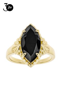 3.83ct Marquise Black Spinel 18k Yellow Gold Over Sterling Silver Solitaire Ring. Measures approximately .31"L x .74"W. Not sizeable. Finished under gallery. Black Spinel, Solitaire Ring, Sterling Silver Ring, Gold Ring, Silver Ring, Sterling Silver Rings, Onyx, Gold Rings, 18k Gold