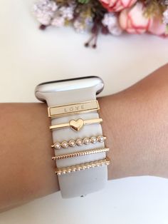 Apple Watch Charms, Gold Watch Band, Apple Watch Charm, Watch Charms, Apple Electronics, Dainty Gold Bracelet, Beautiful Anklet, Band Accessories, Apple Watch Accessories