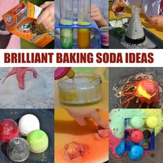 the collage shows different types of baking sodas and how to use them for crafts