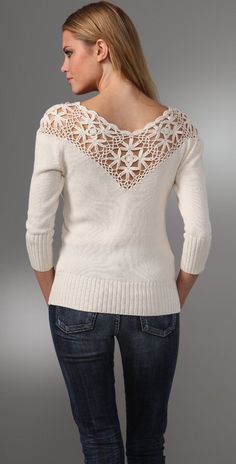 Women Tops Design, Crochet Bolero Pattern, Yoke Sweater, Crochet Yoke, Knitwear Trends, Tricot Fabric, Crochet Bolero, Crochet Clothing And Accessories, Couture Embroidery