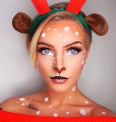 Rudolph Makeup Reindeer, Christmas Reindeer Makeup, Rudolph Makeup