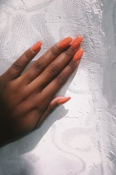 Peach Lip Gloss, Nails Black Women, Cute Nail Colors, Opal Nails, Orange Nail Designs, Orange Nail Polish, Nails Orange, Orange Nail