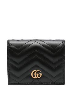 black calf leather smooth grain matelassé effect chevron stitching rectangle shape bi-fold design signature Double G logo logo plaque to the front embroidered logo to the rear note compartment internal card slots debossed internal logo internal zip-fastening pocket antique-effect hardware press-stud fastening This piece comes complete with a protective dust bag. Gucci Bifold Wallet For Formal Occasions, Designer Gucci Wallet With Rfid Blocking, Designer Logo Wallets For Formal Occasions, Gucci Rectangular Wallet With Rfid Blocking, Gucci Leather Wallets With Rfid Blocking, Gucci Luxury Wallets With Rfid Blocking, Gucci Luxury Wallet With Rfid Blocking, Gucci Leather Wallet With Rfid Blocking, Luxury Gucci Wallet With Rfid Blocking