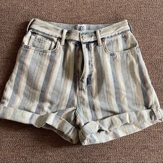 Brand New Without Tags Bdg Mom Shorts Blue/Green/Orange Striped Size 28 *Comes From A Pet Free And Smoke Free Home! *All Items In The Shop (With The Exception Of Nwt Items) Are Washed And Dried Before The Item Ships *For Reference, I Am 5’4”, 130-135 Lbs And Typically Wear A 34d-34dd Bra And Wear 4/6 Or 27/28 Pant Size, Most Items Fit As Such Trendy High-waisted Shorts By Urban Outfitters, Striped High Waist Shorts With Pockets, High Waist Striped Shorts With Pockets, Striped High-waist Shorts With Pockets, Trendy Urban Outfitters Beach Shorts, Urban Outfitters Summer Shorts With Pockets, Trendy High Waist Shorts From Urban Outfitters, High Rise Striped Summer Bottoms, Striped High Rise Bottoms For Summer