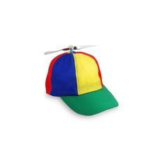 a baseball cap with a helicopter on the front and side, in multicolored colors