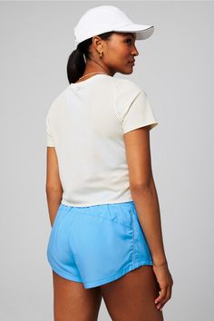 Essential Air Short Sleeve Top Fabletics white female Activewear >> Womens >> Tops >> Short Sleeve T-Shirts >> Short-Sleeve Top Essential Air regular Running/Training 4-Way Stretch/Anti-Stink/Breathable/Moisture-Wicking/Quick-Dry/Reflective Fitted Moisture-wicking Tops For Summer, Moisture-wicking T-shirt For Summer, Spring Moisture-wicking Crew Neck Top, Spring Workout Tops With Relaxed Fit, White Sporty Top For Spring, Sporty White Top For Spring, Sporty White Tops For Spring, Fitted Sports T-shirt For Spring, Spring Sports Fitted T-shirt