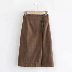 Olivia Mark - Side-buttoned Plaid Wrap Skirt Plaid Wrap Skirt, Plaid Skirts, Wrap Skirt, Olivia Mark, Wool Sweaters, Pleated Skirt, Lounge Wear, Plaid, Lingerie