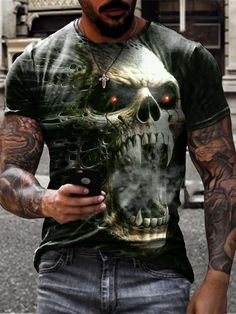 Dark Skull, Men's Fashion Casual, Fashion Dark, Skull T Shirt, Skull Tshirt, Mens Fashion Casual, Tshirts Online, Digital Printing, Fashion Casual