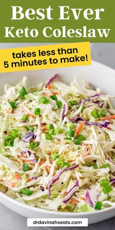 Coleslaw in a bowl Keto Coleslaw Recipe, Keto Cole Slaw, Keto 2023, Keto Coleslaw, Low Carb Coleslaw, Coleslaw Recipes, Optavia Meals, Keto Veggies, Keto Bbq