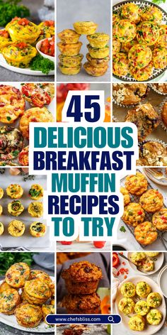 Muffins are the perfect breakfast treat—quick to prepare, easy to customize, and portable for those busy mornings. Whether you prefer something sweet like blueberry or banana nut, or something savory like spinach and cheese, breakfast muffins are incredibly versatile and can be made to suit any taste or dietary need. In this collection of 45+ breakfast muffin recipes, you’ll find a variety of mouthwatering options to start your day on a delicious note. These muffins are perfect for meal prep, allowing you to enjoy a grab-and-go breakfast throughout the week. Breakfast Breads And Muffins, Breakfast Muffins Egg, Hand Held Breakfast, Recipe Ideas Breakfast, Breakfast Muffins Recipes, Unique Breakfast Ideas, Breakfast Muffins Healthy, Meal Prep Breakfast Ideas, Oatmeal Breakfast Muffins