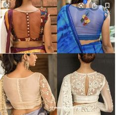 Blouse Designs High Neck, Saree Blouse Neck Designs, Boat Neck Blouse, Net Blouses, Backless Blouse Designs