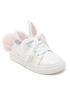 Bunny Sneakers - Sparkle in Pink Playful Spring Sneakers With White Sole, Playful Lace-up Sneakers For Spring, Bunny Sneakers, Easter Shoes, Shoes Inspiration, Pink Pom Pom, Sparkle In Pink, Simple Lace, Her Outfits