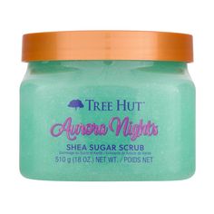 Reveal youthful, vibrant skin with the cozy scent of Aurora Nights! Made with Sugar, Shea Butter, Pistachio Seed Oil, and Willow Bark Extract to leave skin feeling nourished and smelling delicious. Aurora Nights Sugar Scrub is a cozy scent featuring notes of warm pistachio and toasted marshmallow. Tree Hut Sugar Scrubs remove dull, dead skin with gentle exfoliation and are paraben-free, vegan, sulfate-free, alcohol-free, contain no formaldehyde donors, and have a no-slip formula with a long-last The Sugar Tree Boutique & Company, Tree Hut Sugar Scrub Coffwe, Sugar Scrubs Tree Hut Collection, Tree Hut Face Mask, Travel Size Tree Hut, Tree Hut Sugar Scrub, Tree Hut Scrub, Marshmallow Tree, Tree Hunt