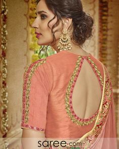 Blouse Ke Design, Designer Blouse Ideas, Brocade Blouse Designs, Blouse Back Neck Design, Choli Blouse Design, Back Neck Design, Designs Blouse, Blouse Back Neck