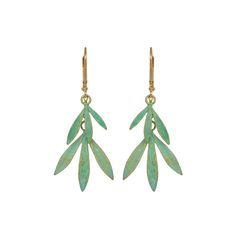 Softly swaying brass bamboo leaves hang from gold dipped brass ear wires. Nickel and lead free.1.75" [4.4 cm] long. Bamboo Leaf, Bamboo Earrings, Bamboo Leaves, Bootie Sandals, Gold Dipped, Leaf Earrings, Book Gifts, Metal Jewelry, Ear Wires