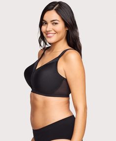 Any Top Is Possible With Seamless Straps and Cups The best everyday bra is the one you never notice. Say hello to the T-shirt bra that fits seamless and wicks away sweat for all-day cooling comfort. No lines showing. No straps slipping. No sweat. MagicLift® design lifts, shapes, and supports without a wire. Seamless cups eliminate lines for a smooth silhouette. Wide, seamless straps are cushioned for all-day comfort. Hook-and-eye closure with 3 columns & 3 rows increases with size. Everyday Bra, T Shirt Bra, Wicks, Say Hello, The Row, The One, Bra, T Shirt, Black