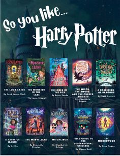 an advertisement for the harry potter book series, which includes books from various films and movies