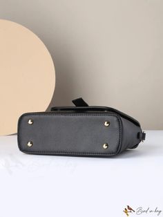 BirdinBag - Black Pu Leather Minimalist Messenger Bag with Elegant Buckle Black Top Handle Box Bag For Office, Black Faux Leather Phone Shoulder Bag, Black Faux Leather Shoulder Phone Bag, Trendy Black Phone Bag For Office, Black Leather Bucket Bag With Adjustable Handle, Black Top Handle Phone Bag For Daily Use, Daily Use Black Top Handle Phone Bag, Black Top Handle Shoulder Bag For Office, Black Satchel Phone Bag