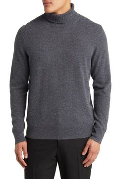 This luxuriously soft turtleneck pullover is cut from pure cashmere for a soft, cozy feel that's hard to beat. 28 1/2" length (size Medium) Turtleneck Long sleeves Ribbed trim 100% cashmere Dry clean Imported Men's Clothing Cashmere Turtleneck, Turtleneck Sweater, Cashmere, Turtle Neck, Nordstrom, Grey, Mens Outfits, Pure Products, Long Sleeve