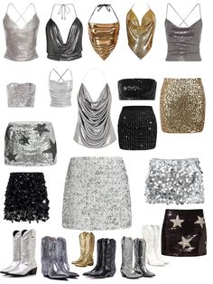 New Years Eve Outfits Glitter, New Years Outfit Inspiration, Gold Sparkle Outfit, Victoria Secret Looks, Glitter Birthday Outfit, New Year’s Eve Outfit Aesthetic, New Years Outfits Sparkly, Disco And Diamonds Party Outfit, Outfit Ideas For New Years Party