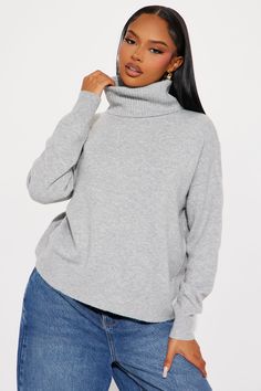 Available In Grey, Black, Olive, Taupe, And Purple. Pullover Sweater Long Sleeve Turtle Neck Ribbed Hem 97% Polyester 3% Spandex Imported | Snow Day Turtleneck Sweater in Grey size 1X by Fashion Nova Purple Pullover, Black Olive, Snow Day, Women Hoodies Sweatshirts, Sweater Black, Grey Fashion, Grey Sweater, Turtleneck Sweater, Black Sweaters