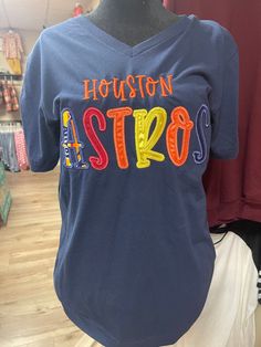 Houston Astros; Applique Navy Tee Team Spirit, Houston Astros, Printed Tees, Houston, Navy, T Shirt, Clothes