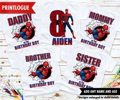 spiderman birthday shirt with name and age