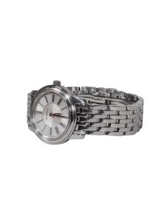 Tiffany & Co. has created functional elegance for pieces that are easy to wear every day. This stainless steel watch has a timeless and elegant look with a roman numeral dial while also being modern with it's round shape and water resistant. This is will be an everyday staple paired with dainty earrings and a necklace! Mark Resonator Collection Stainless Steel Water resistant Light blemishes on band and face Butterfly clasp Case Shape: Round Attachment Type: Bracelet Attachment Material: Stainle Classic Watches For Workwear, Classic Round Watch For Work, Classic Round Watch For Workwear, Timeless Silver Watch Accessories With Metal Dial, Elegant Stainless Steel Watch Accessories With Metal Dial, Classic Stainless Steel Round Watches, Classic Round Stainless Steel Watch, Timeless Stainless Steel Watch Accessories, Classic Stainless Steel Watch With Skeleton Dial