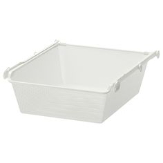 a white plastic basket with handles