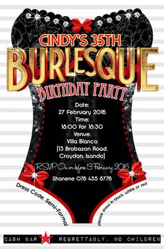 Burlesque Party Theme 40th Birthday, Burlesque 21st Birthday Party, Moulin Rouge Party Invitations, Burlesque 30th Birthday, Burlesque Party Ideas, Burlesque Invitations, Burlesque Birthday Party Theme, Burlesque Birthday Party, Burlesque Party Decorations