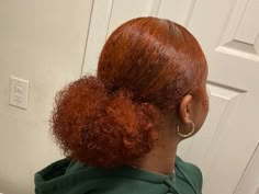 Low Slick Bun Natural Hair, Adore Paprika Hair Color, French Cognac Hair Color On Black Women, French Cognac Hair Color, Auburn Hair Color On Black Women Natural, Adore Ginger Hair Color, 4c Dyed Hair Natural, Low Slick Bun, Ginger Natural Hair