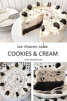 an ice cream cake with cookies and cream frosting