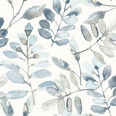 watercolor leaves and branches on white background