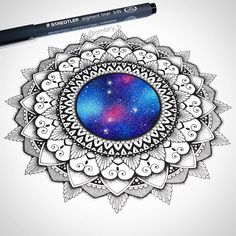 a drawing of a star in the middle of a circular design with stars on it