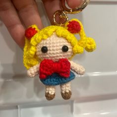 Sailor Moon Keychain Crochet 100% Handmade Moon Keychain, Keychain Crochet, Crochet Keychain, Key Card Holder, Handmade Accessories, Card Holders, Sailor Moon, Blue Yellow, Color Blue