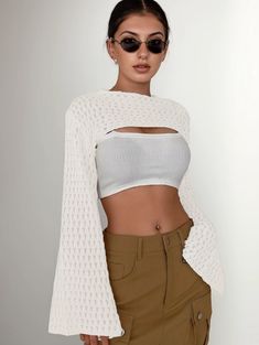 Lasaky - Sexy Irregular Crop Top with Revealing Design for Knitwear Sweater Shawl Mesh Turtleneck, Sweater Shawl, Bodycon Sweater, Bodycon Sweater Dress, Knitwear Sweater, Loose Fitting Tops, Turtle Neck Top, Flared Sleeves, Olivia Mark