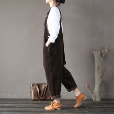 "Winter Fall Wide Leg Corduroy Jumpsuit Cotton Overalls For Women Women Long Pants Warm Casual Women Bottoms ★ This Casual Jumpsuit is breathable and soft. This is corduroy Overalls, it is have five pockets. it is very convenient and comfortable. ★ Material: Corduroy ★Color:Green/Black/Coffee Match White Shirt: https://www.etsy.com/listing/891079155/linen-pocket-women-shirt ★Size: S:Length:114 cm,Waist:100 cm,Hip:110 cm M:Length:115 cm,Waist:102 cm,Hip:112 cm L:Length:120 cm,Waist:110 cm,Hip:120 Brown Cotton Winter Jumpsuits And Rompers, Brown Cotton Overalls With Pockets, Brown Cotton Overalls, Brown Corduroy Overalls With Pockets, Brown Cotton Relaxed Fit Jumpsuits And Rompers, Casual Brown Cotton Jumpsuits And Rompers, Casual Corduroy Overalls For Fall, Casual Fall Corduroy Overalls, Casual Winter Corduroy Overalls