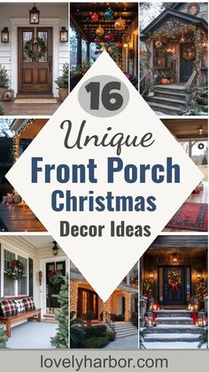 front porch christmas decor ideas with text overlay