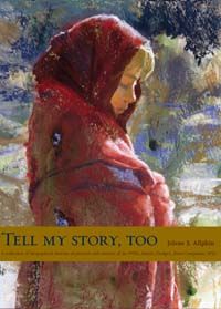 the cover of tell my story, too with an image of a woman in red