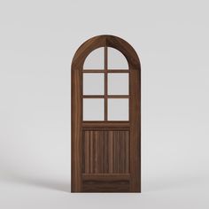 Round Top Door with Six Glass Panels in Black Walnut European Front Doors, Round Top Door, Exterior French Door, Round Pools, Sliding Cabinet Door Hardware, Exterior Barn Doors, Custom Exterior Doors, Sliding Cabinet Doors, Modern Sliding Barn Door