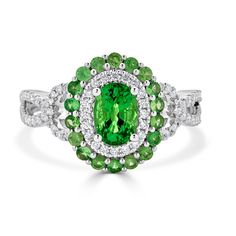 A-Rings-51770J17990-WG-1 Tsavorite Ring, Garnet Ring, Ring Style, White Gold Ring, Garnet Rings, Diamond Gemstone, White Gold Rings, Something Special, Oval Cut