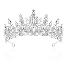 PRICES MAY VARY. Material: The crown is made of crystal, rhinestones and alloy, high-quality rhinestone and crystal, sparking and shinning for longtime. Durable and sturdy alloy. Size: Diameter approx. 6.5 inch , high approx. 3 inch . Stylish: This tiara design based on vintage style, greatly to show its culture and fashion. Unique design, perfect shape and sparkling rhinestones. Whether birthday tiara is for formal occasions or everyday wear, the princess crown jewelry can add a noble and elega White Queen Costume, Prom Crown, Halloween Prom, Tiara Design, Crowns For Women, Photography Graduation, Bride Birthday, Birthday Tiara, Rhinestone Headpiece