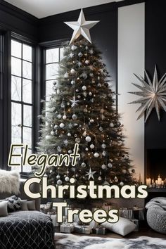 #Christmas Decoration Ideas# Simple Beautiful Christmas Tree, Elegant Rustic Christmas Tree, Formal Christmas Tree Ideas, Real Xmas Tree Decorating Ideas, Decor Ideas For Christmas, Farmhouse Christmas Tree, Elegant Christmas Trees, Classy Christmas