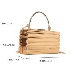 CN: ZhejiangOrigin: Mainland ChinaShape: CircularMain Material: PVCHandbags Type: Shoulder BagsLining Material: NoneNumber of Handles/Straps: SingleDecoration: CHAINSStyle: fashionGender: WOMENPattern Type: SolidClosure Type: zipperHardness: HARDInterior: Cell Phone PocketExterior: Solid BagModel Number: 8856Occasion: VersatilePlace Of Origin: GUANG DONG ProvinceTypes of bags: Handbags & Crossbody bagsPlace Of Origin: GUANG DONG Province Metallic Rectangular Shoulder Bag With Chain Strap, Metallic Rectangular Bag With Chain Strap, Trendy Gold Shoulder Bag For Evening, Trendy Handheld Gold Bag, Trendy Gold Handheld Bag, Gold Square Evening Bag, Trendy Gold Shoulder Bag For Party, Trendy Gold Shoulder Bag For Formal Occasions, Gold Rectangular Portable Bag