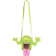 Ghosts come in all shapes and sizes, including purses with this officially licensed Ghostbusters Slimer Windowed Mini-Tote Bag Accessory. This bag features a vinyl faux leather outer shell and fabric lining with a top zipper. Slimer's mouth is a clear window to see the insides of the bag. The shoulder strap is adjustable for the correct fit. Novelty Green Travel Bags, Pink Character Bag For Everyday Use, Novelty Green Rectangular Bag, Pink Novelty Bags For Everyday Use, Green Novelty Bags For Daily Use, Green Novelty Rectangular Bag, Pink Novelty Bag For Everyday Use, Ghostbusters Slimer, Proton Pack