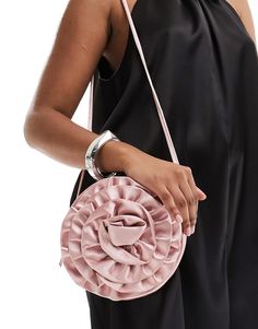 Accessories by True Decadence To have and to hold Rose design Detachable strap Zip fastening Rose Clutch, Rose Bag, Party Mode, Light Pink Rose, Cute Rose, Festival Accessories, Satin Roses, Skirt Co Ord, Maxi Dress Trend