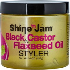 Shine u2019n Jamu2019s New Black Castor and' Flaxseed Oil STYLERu00a0u2013 Dare2Shine with our new DIY inspired formula which nourishes hair with Jamaican Black Castor Oil, Flaxseed Oil and Vitamin E while adding manageability and shine. Keratin Protein and Omega 3, 6 and 9 provide strength to all hair textures and a firm hold for natural styling versatility. Shine u2019n Jamu2019s New Black Castor and' Flaxseed Oil STYLERu00a0u2013 Dare2Shine with our new DIY inspired formula which nourishes ha Shine N Jam, Hair Color Removers, Hair Dryer Comb, Beard Wax, Hair Color Remover, Colour Remover, Barber Supplies, Jamaican Black Castor Oil, Hair Supplies